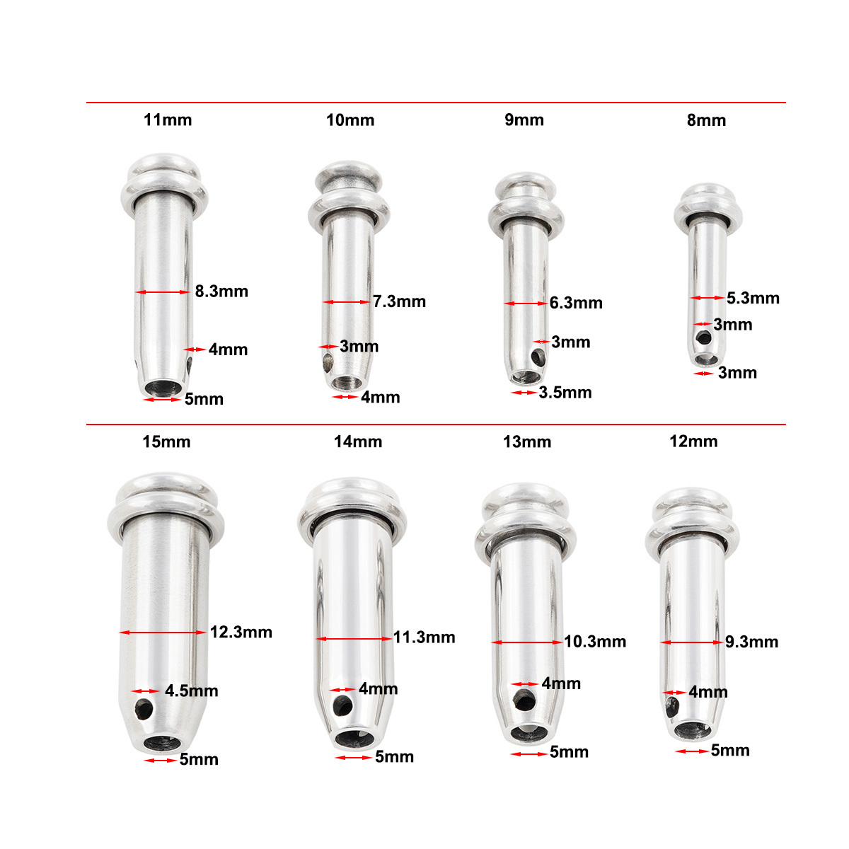 TERNENCE Stainless Steel Catheters Kit Tetherspouts Male Sound Dilator Inserts Plug for Men, 8 Sizes Optional