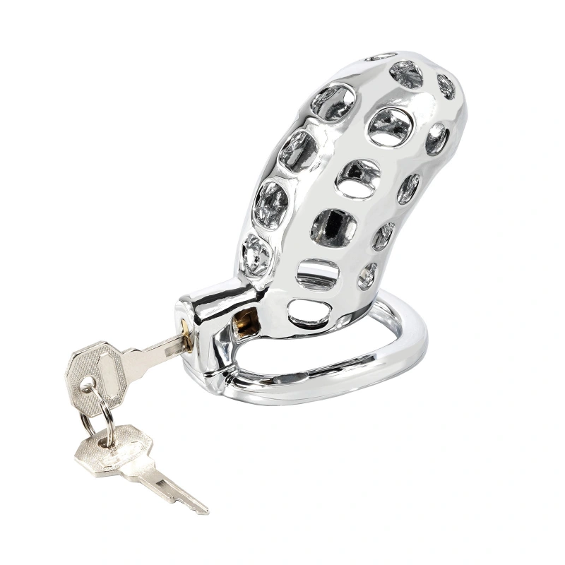 Male Cock Cage Chastity Device - TERNENCE Aluminum Alloy Chastity Cage with 4 Active Rings Lightweight Adult Sex Toy for Men Penis Exercise