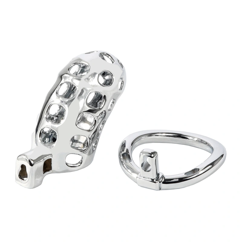 Male Cock Cage Chastity Device - TERNENCE Aluminum Alloy Chastity Cage with 4 Active Rings Lightweight Adult Sex Toy for Men Penis Exercise