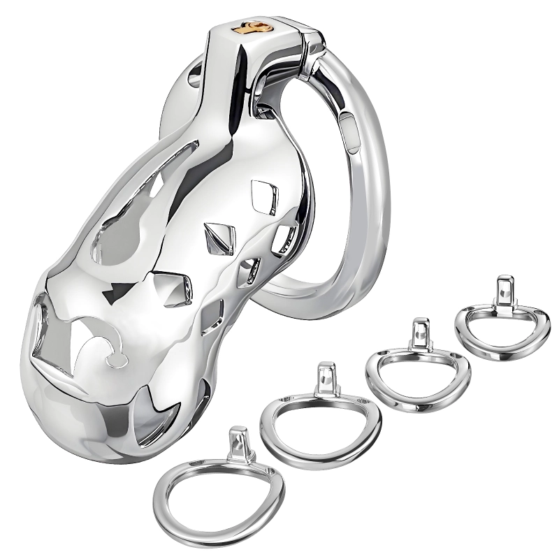 Male Chastity Cage, Aluminum Alloy Chastity Device with 4 Sizes Rings and Invisible Lock for Man Penis Exercise Bondage Gear & Accessories Lightweight Adult Sex Toys