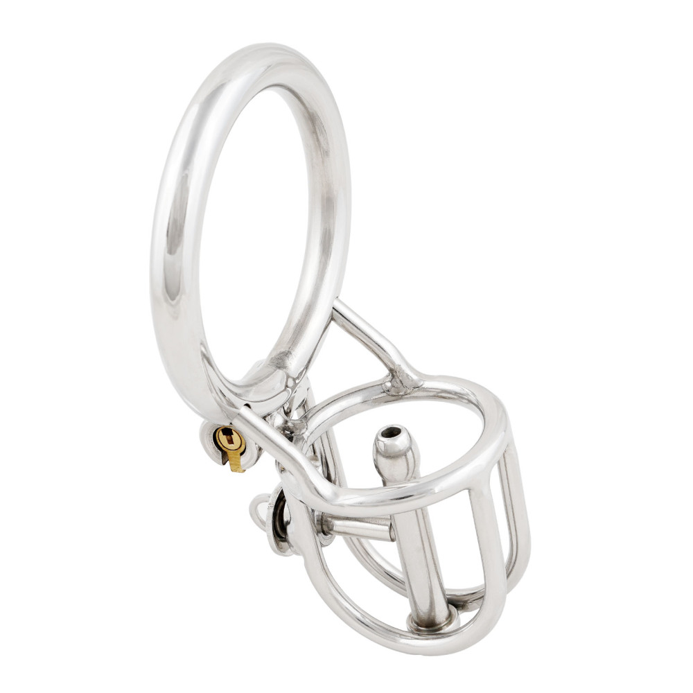 Ternence Male Chastity Device with Removable PA Puncture Closed Ring Small Cock Cage with Steel Catheter (only cages do not include rings and locks)
