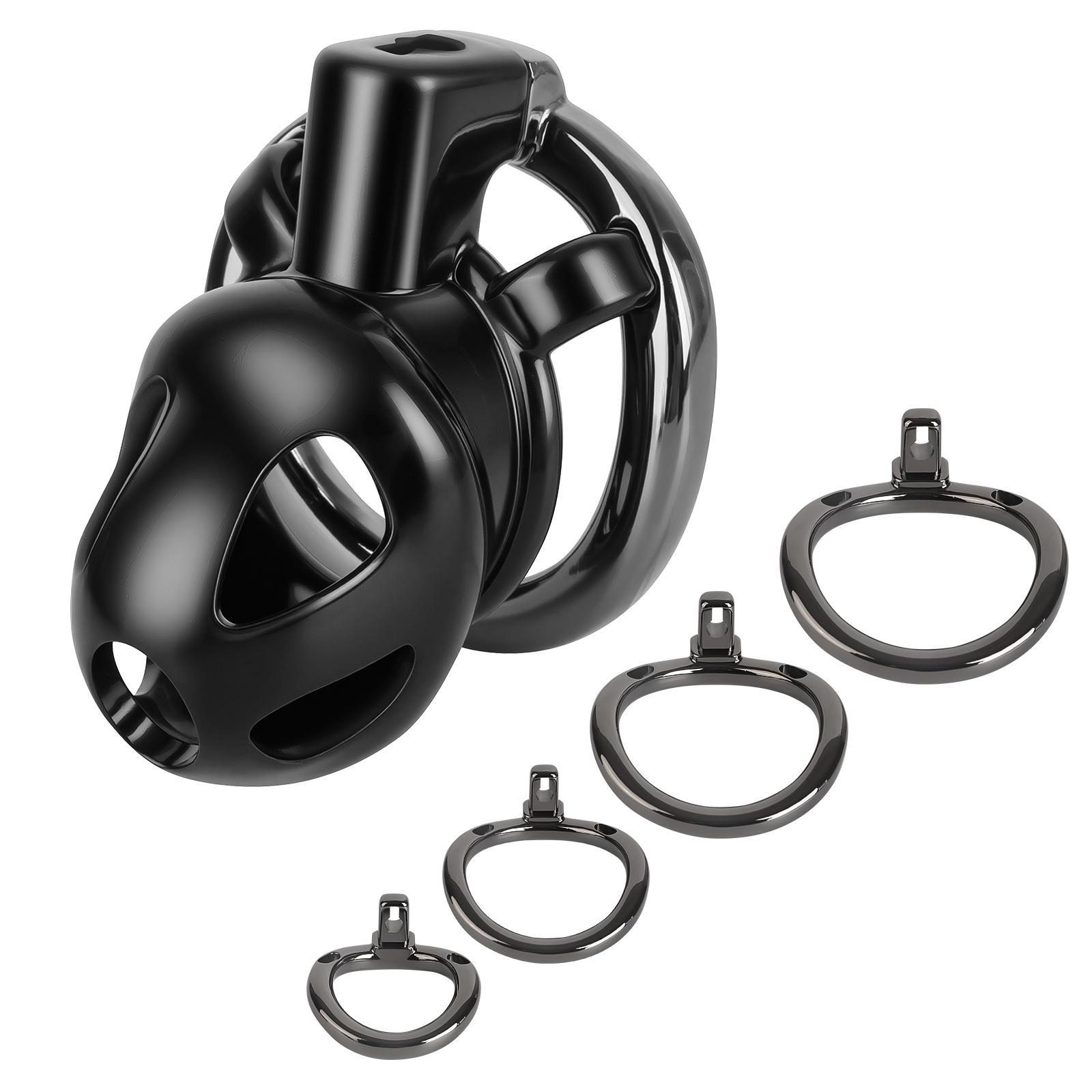TERNENCE Male Chastity Cage,Lightweight Plastic Chastity Device with 4 Sizes Aluminum Alloy Rings and Invisible Lock for Man Penis Exercise Bondage Gear & Accessories Adult Sex Toys