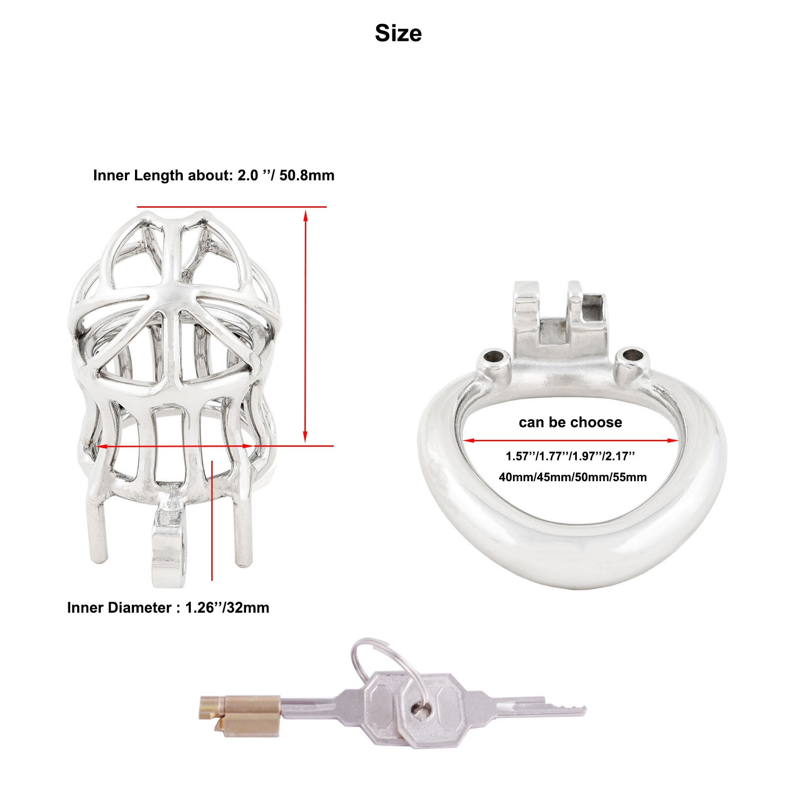 Ternence Male Chastity Device 304 Stainless Steel Ergonomic Design Heavy-Duty Model Chastity Cage (only cages do not include rings and locks)