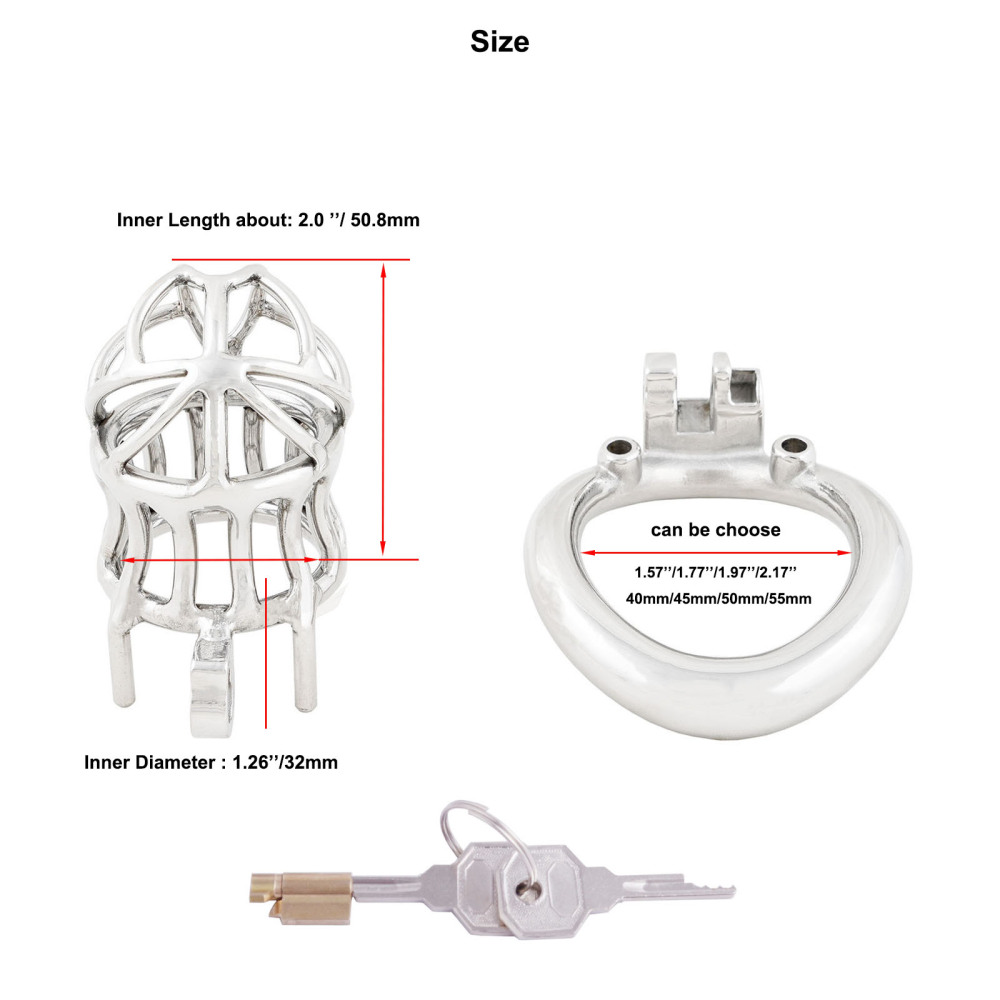 Ternence Male Chastity Device 304 Stainless Steel Ergonomic Design Heavy-Duty Model Chastity Cage (only cages do not include rings and locks)