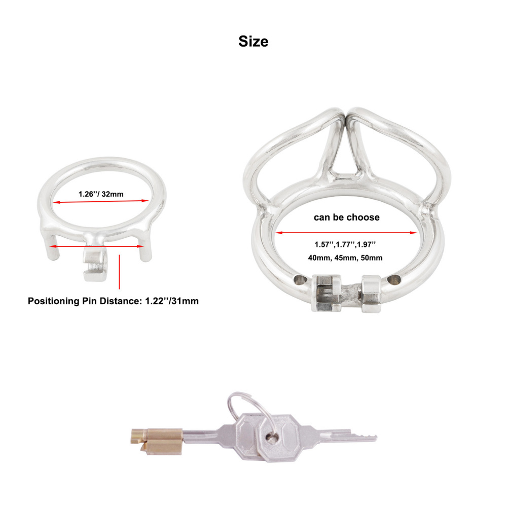 Ternence Metal Male Chastity Device 304 Steel Stainless Comfortable Closed Ring Cock Cage with Scrotum Separation Ring