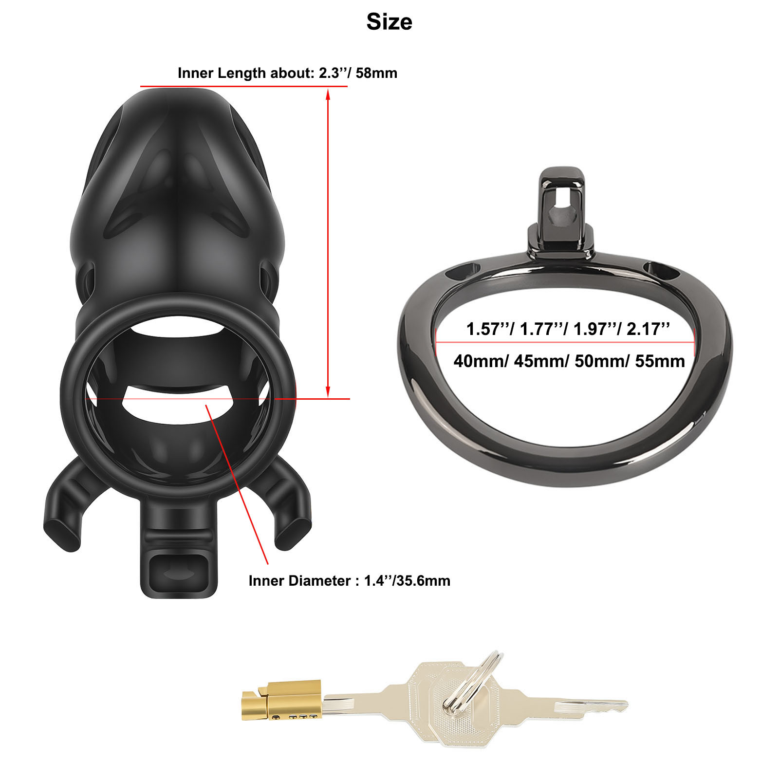 TERNENCE Male Chastity Cage,Lightweight Plastic Chastity Device for Man Penis L Size (only cages do not include rings and locks)