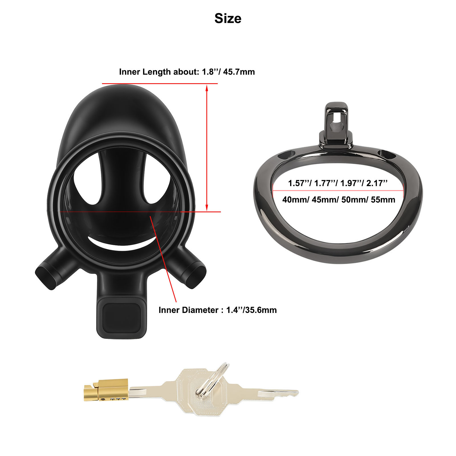 TERNENCE Male Chastity Cage,Lightweight Plastic Chastity Device with 4 Sizes Aluminum Alloy Rings and Invisible Lock for Man Penis Exercise Bondage Gear & Accessories Adult Sex Toys