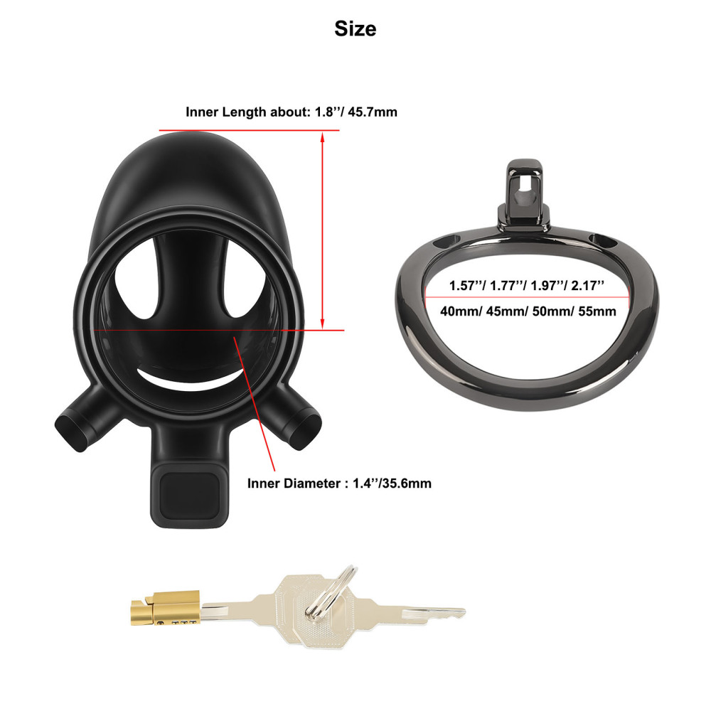 TERNENCE Male Chastity Cage,Lightweight Plastic Chastity Device with 4 Sizes Aluminum Alloy Rings and Invisible Lock for Man Penis Exercise Bondage Gear & Accessories Adult Sex Toys
