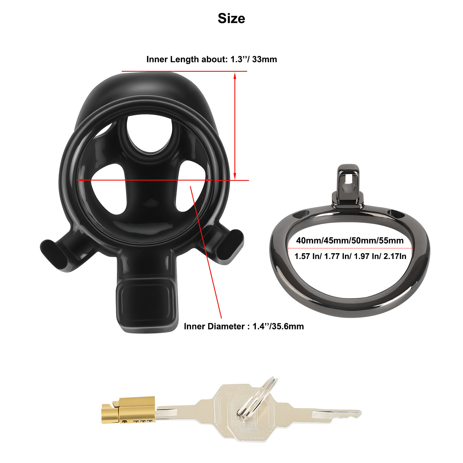 TERNENCE Male Chastity Cage,Lightweight Plastic Chastity Device with 4 Sizes Aluminum Alloy Rings and Invisible Lock for Man Penis Exercise Bondage Gear & Accessories Adult Sex Toys