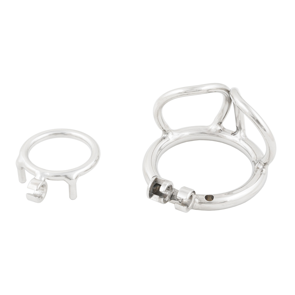 Ternence Metal Male Chastity Device 304 Steel Stainless Comfortable Closed Ring Cock Cage with Scrotum Separation Ring