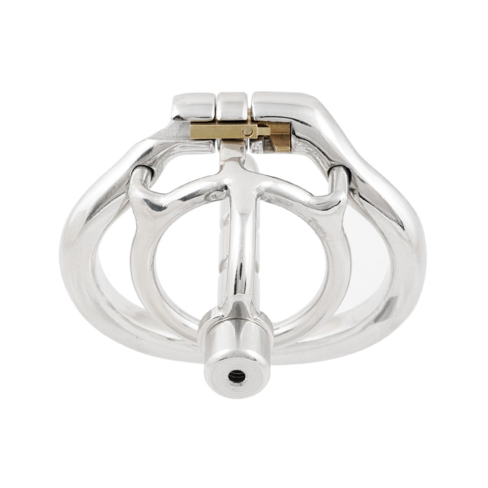 Ternence Male Chastity Device with Detachable Stainless Steel Catheter Ergonomic Design Hinged Ring Men Cock Cage (only cages do not include rings and locks)