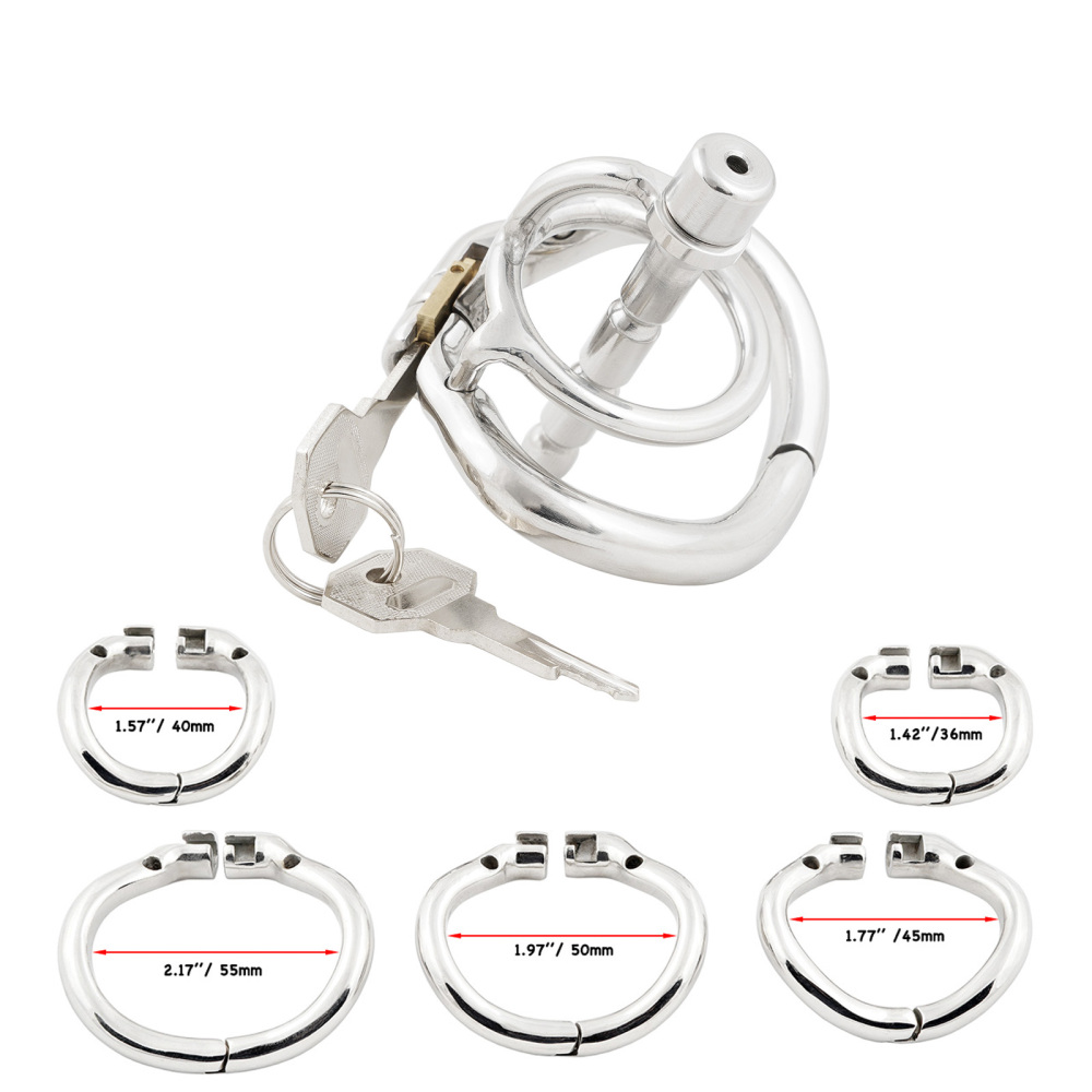 Ternence Male Chastity Device with Detachable Stainless Steel Catheter Ergonomic Design Hinged Ring Men Cock Cage