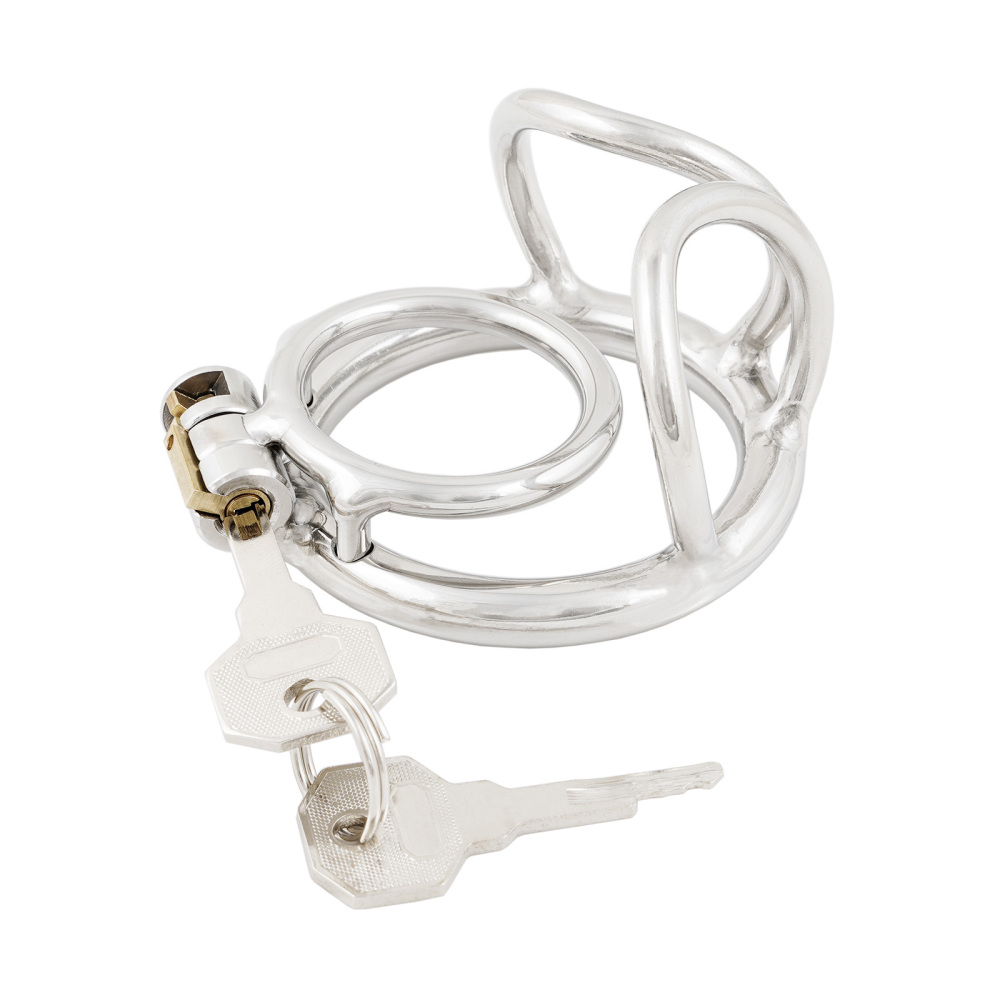 Ternence Metal Male Chastity Device 304 Steel Stainless Comfortable Closed Ring Cock Cage with Scrotum Separation Ring