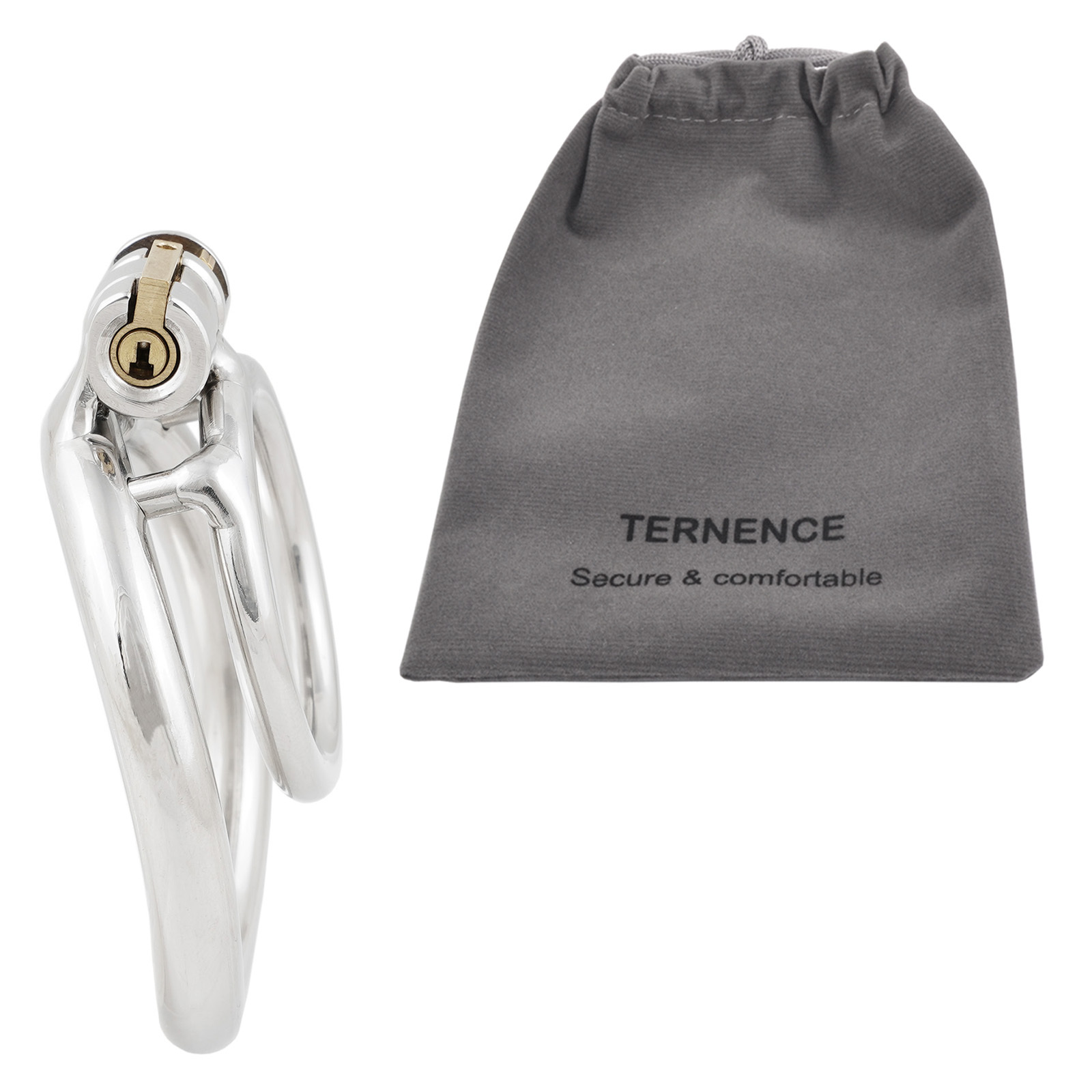 Ternence Male Short Chastity Device Ring Ergonomic Design Stainless Steel Cock Cage Adult Game Sex Toy