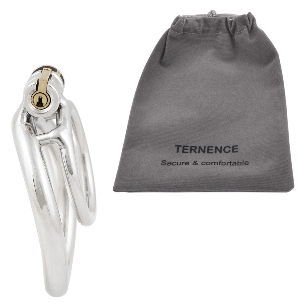 Ternence Male Short Chastity Device Ring Ergonomic Design Stainless Steel Cock Cage Adult Game Sex Toy