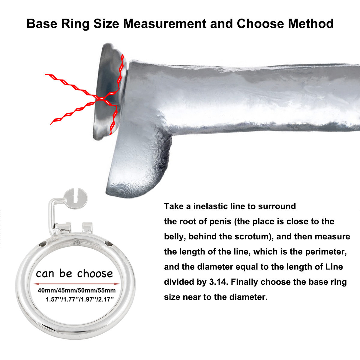 Ternence Male Chastity Device Base Ring 304 Stainless Steel Chastity Cage Closed Ring for Ternence P Series Chastity Cage