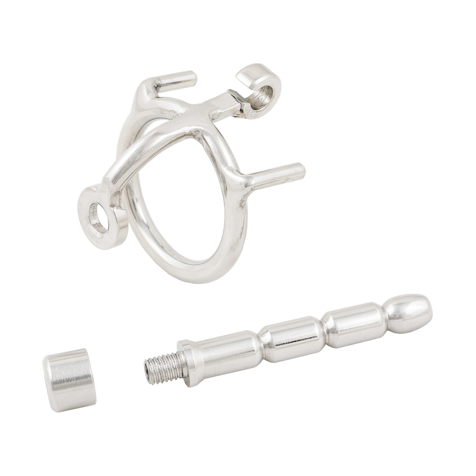 Ternence Male Chastity Device with Detachable Stainless Steel Catheter Ergonomic Design Hinged Ring Men Cock Cage (only cages do not include rings and locks)