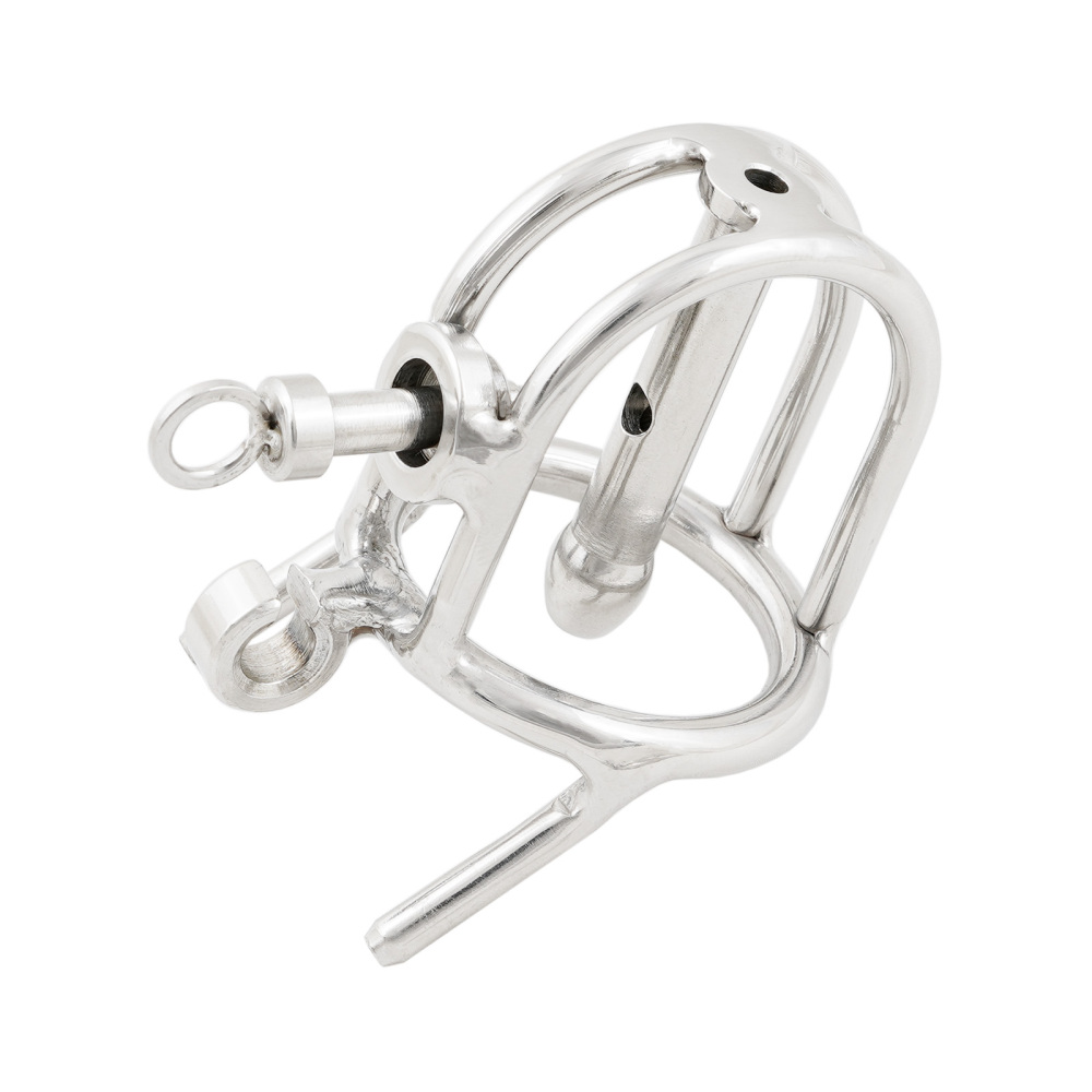 Ternence Male Chastity Device with Removable PA Puncture Closed Ring Small Cock Cage with Steel Catheter (only cages do not include rings and locks)