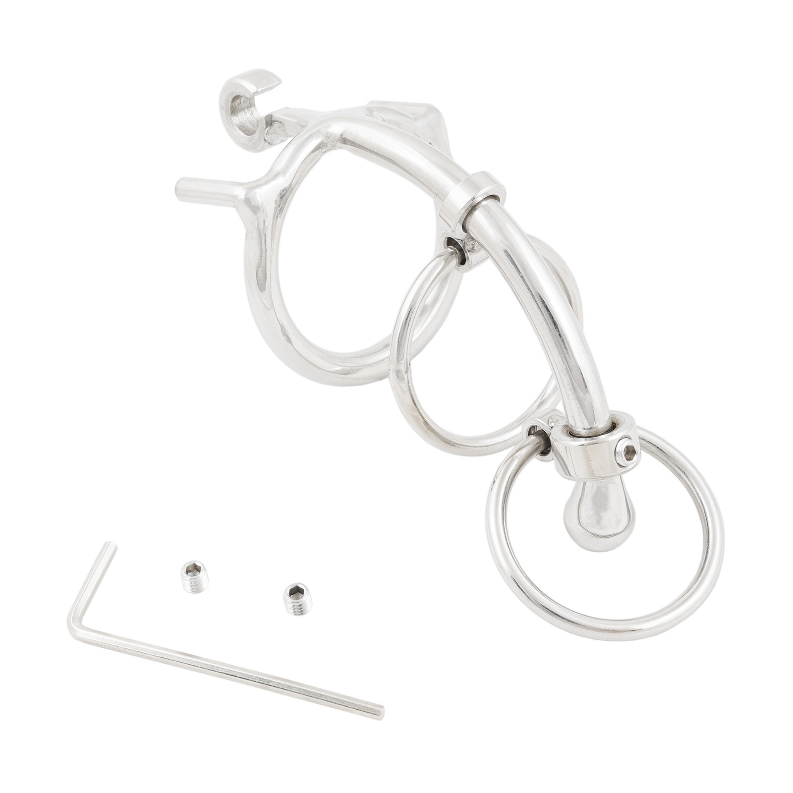 Ternence Male Chastity Device Dual-Ring Cage with Adjustable Length Ergonomic Design Stainless Steel Hinged Ring Male Cock Cage (only cages do not include rings and locks)