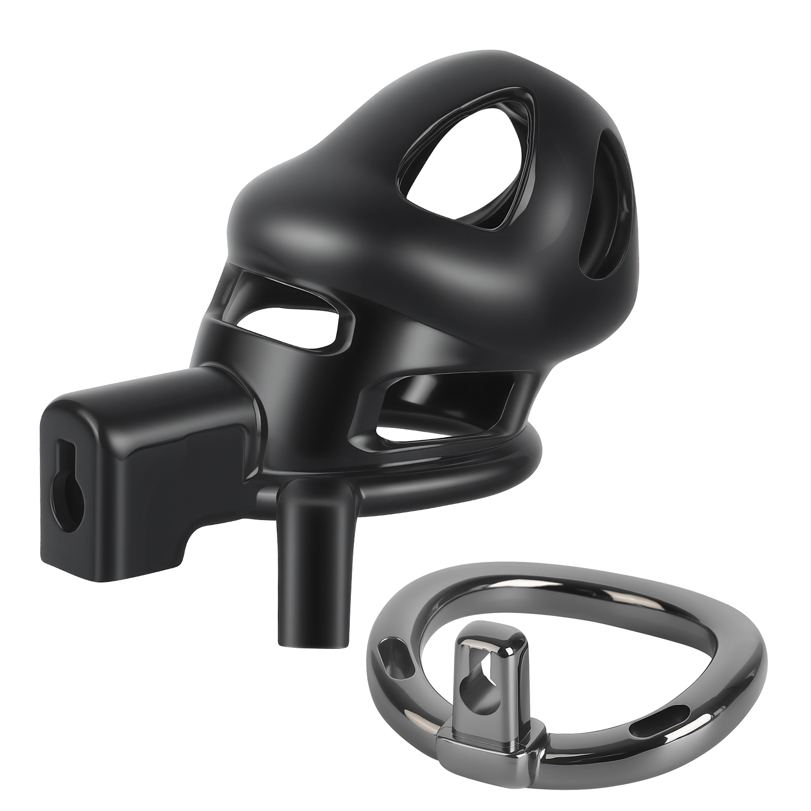 TERNENCE Male Chastity Cage,Lightweight Plastic Chastity Device with 4 Sizes Aluminum Alloy Rings and Invisible Lock for Man Penis Exercise Bondage Gear & Accessories Adult Sex Toys