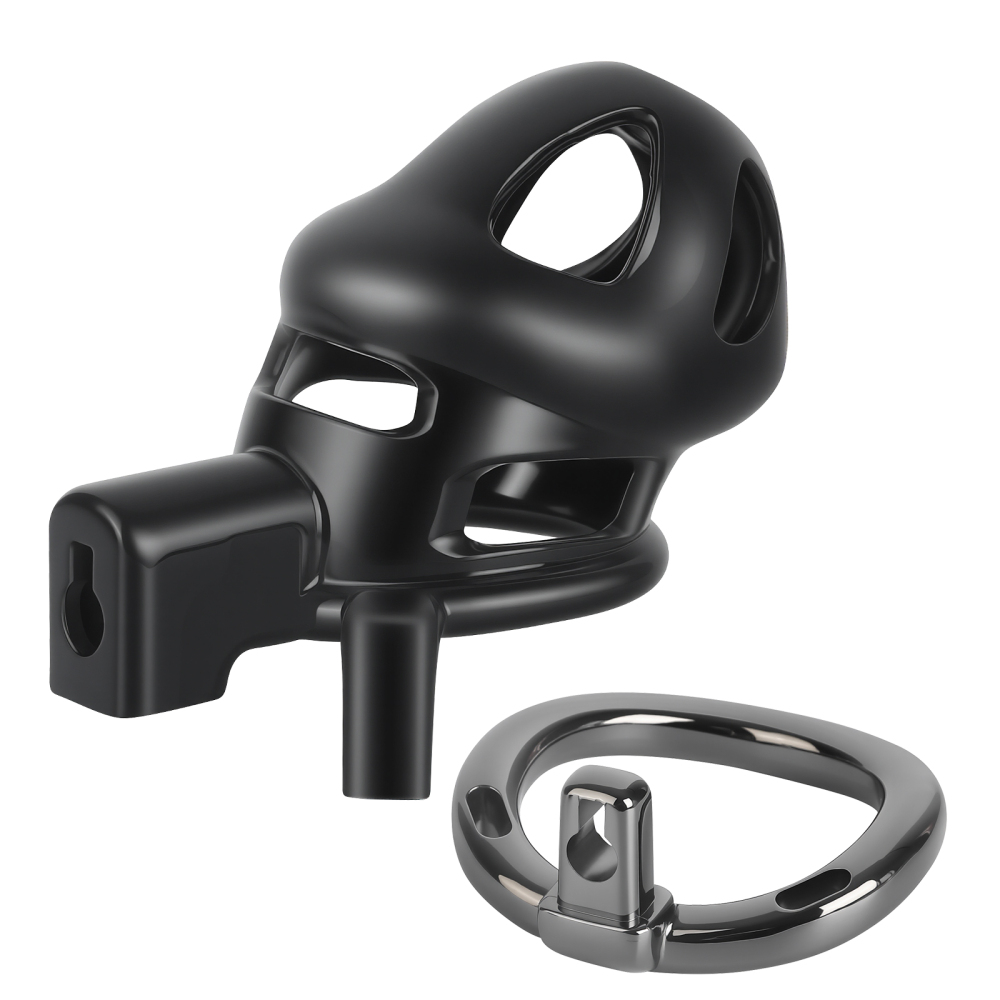 TERNENCE Male Chastity Cage,Lightweight Plastic Chastity Device with 4 Sizes Aluminum Alloy Rings and Invisible Lock for Man Penis Exercise Bondage Gear & Accessories Adult Sex Toys