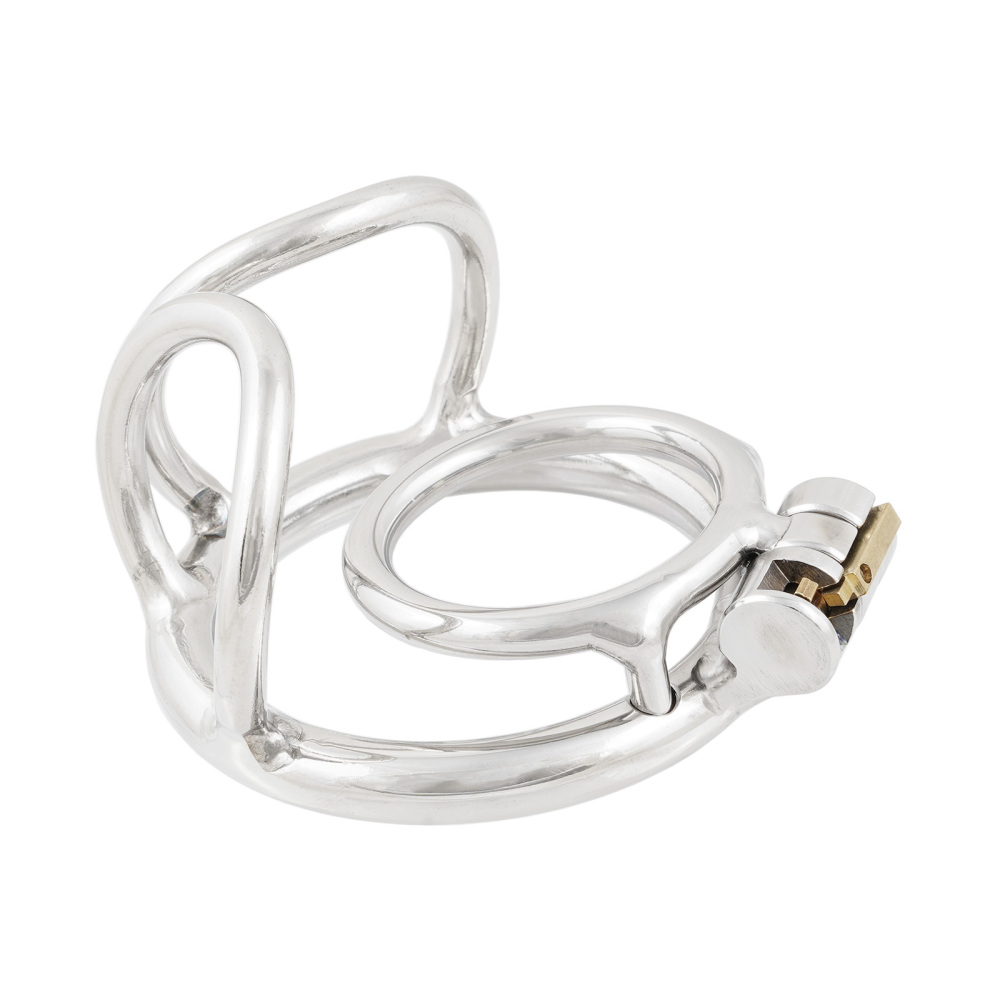 Ternence Metal Male Chastity Device 304 Steel Stainless Comfortable Closed Ring Cock Cage with Scrotum Separation Ring