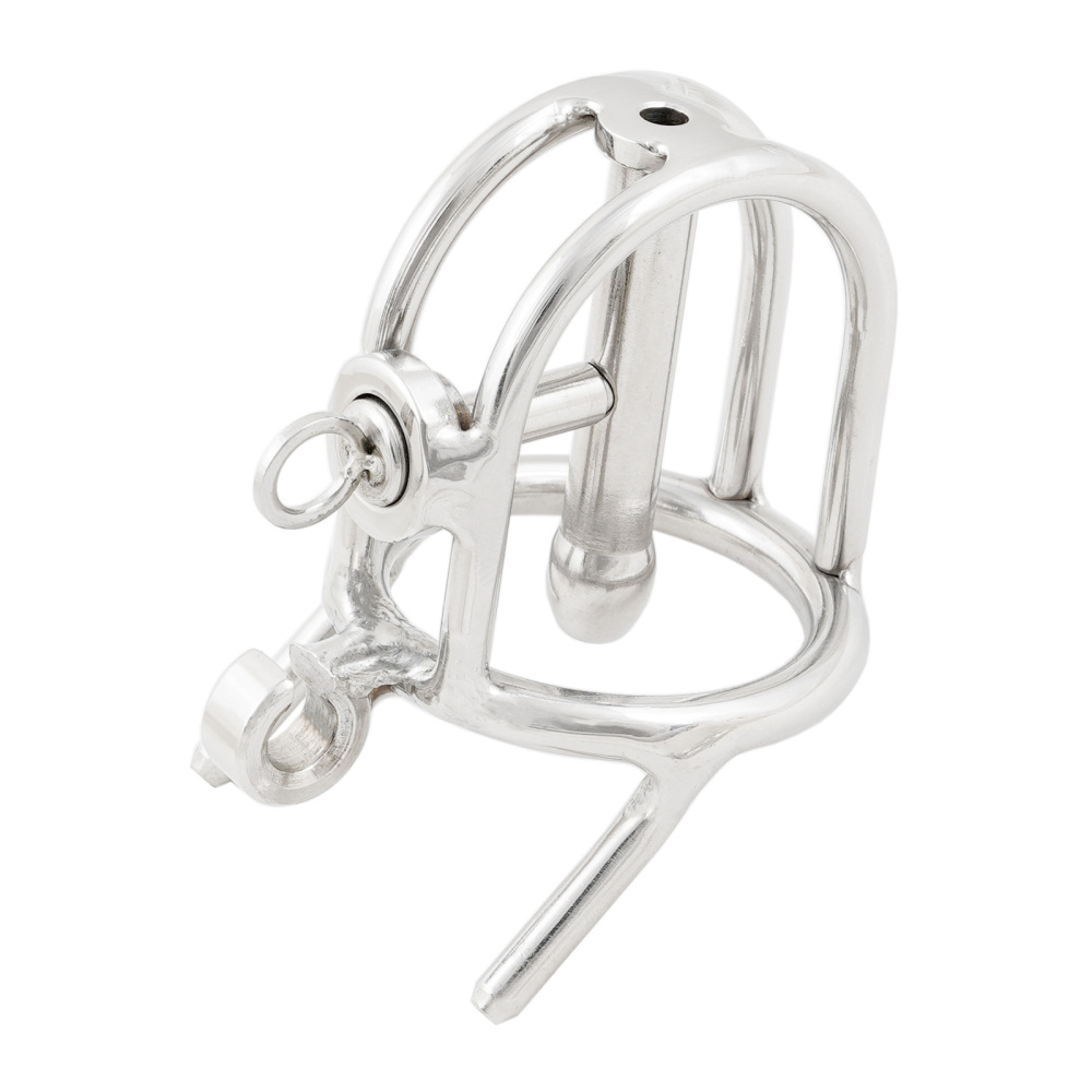 Ternence Male Chastity Device with Removable PA Puncture Closed Ring Small Cock Cage with Steel Catheter