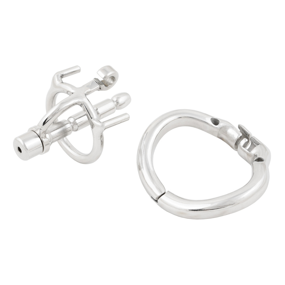 Ternence Male Chastity Device with Detachable Stainless Steel Catheter Ergonomic Design Hinged Ring Men Cock Cage
