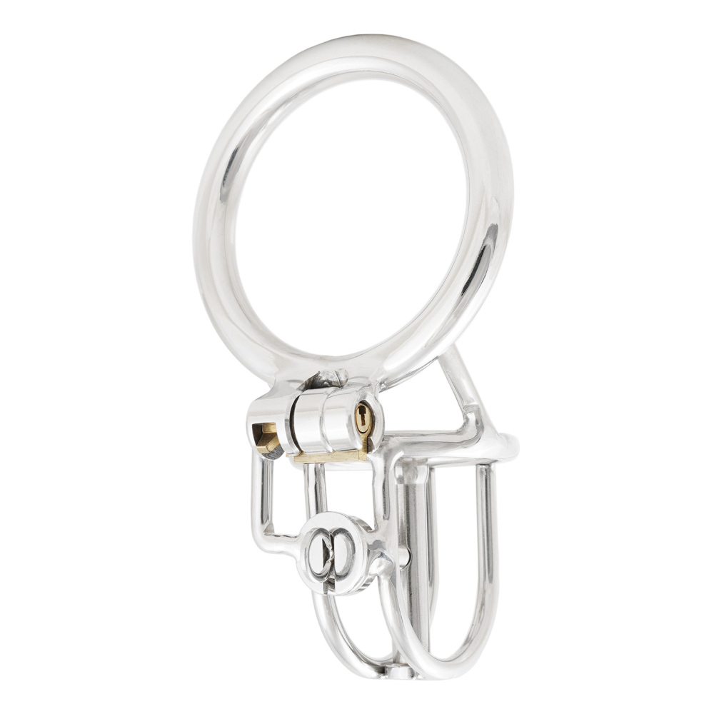 Ternence Male Chastity Device with Removable PA Puncture Closed Ring Small Cock Cage with Steel Catheter