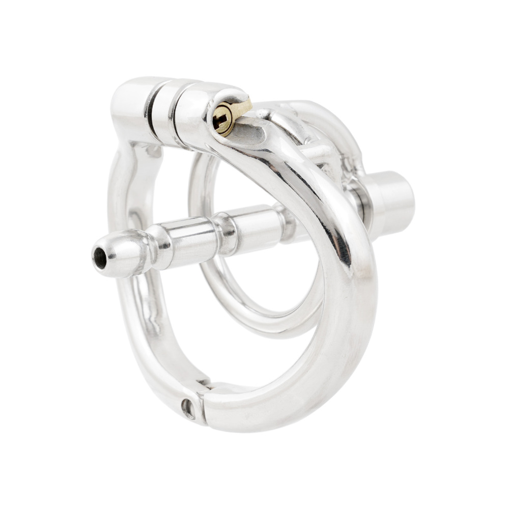 Ternence Male Chastity Device with Detachable Stainless Steel Catheter Ergonomic Design Hinged Ring Men Cock Cage (only cages do not include rings and locks)