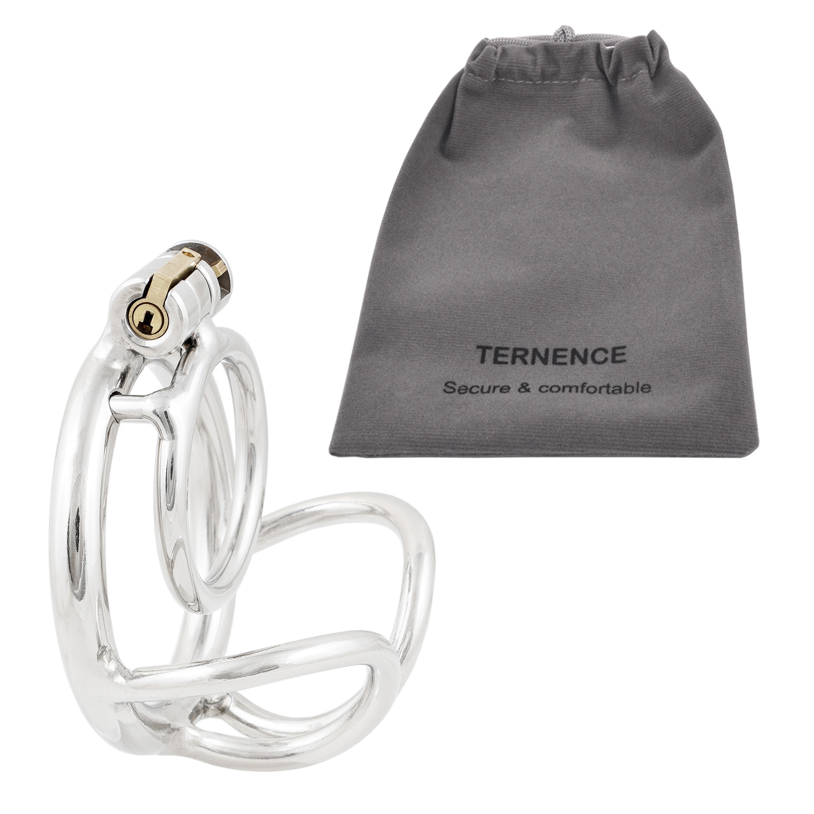 Ternence Metal Male Chastity Device 304 Steel Stainless Comfortable Closed Ring Cock Cage with Scrotum Separation Ring