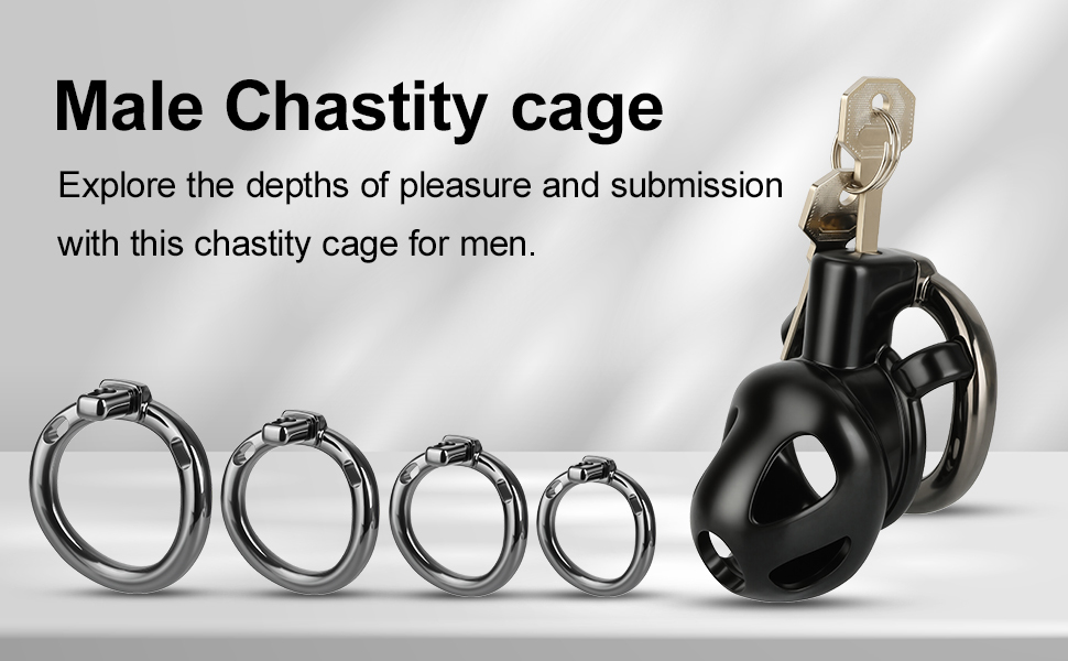 TERNENCE Male Chastity Cage,Lightweight Plastic Chastity Device with 4 Sizes Aluminum Alloy Rings and Invisible Lock for Man Penis Exercise Bondage Gear & Accessories Adult Sex Toys