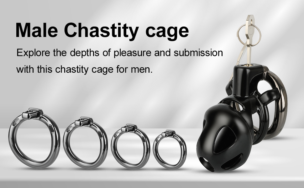 TERNENCE Male Chastity Cage,Lightweight Plastic Chastity Device with 4 Sizes Aluminum Alloy Rings and Invisible Lock for Man Penis Exercise Bondage Gear & Accessories Adult Sex Toys