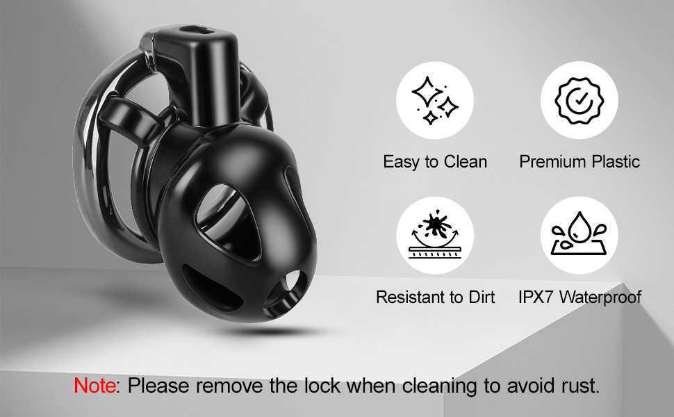 TERNENCE Male Chastity Cage,Lightweight Plastic Chastity Device with 4 Sizes Aluminum Alloy Rings and Invisible Lock for Man Penis Exercise Bondage Gear & Accessories Adult Sex Toys