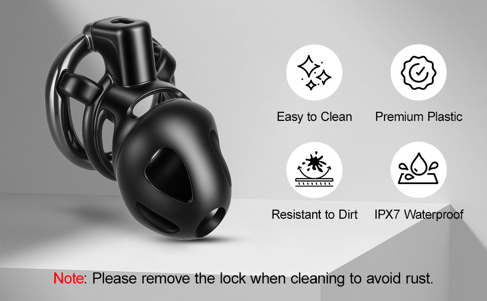 TERNENCE Male Chastity Cage,Lightweight Plastic Chastity Device with 4 Sizes Aluminum Alloy Rings and Invisible Lock for Man Penis Exercise Bondage Gear & Accessories Adult Sex Toys