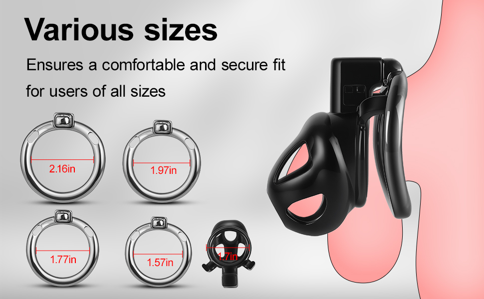 TERNENCE Male Chastity Cage,Lightweight Plastic Chastity Device with 4 Sizes Aluminum Alloy Rings and Invisible Lock for Man Penis Exercise Bondage Gear & Accessories Adult Sex Toys