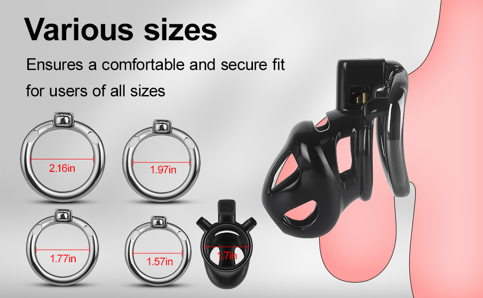 TERNENCE Male Chastity Cage,Lightweight Plastic Chastity Device with 4 Sizes Aluminum Alloy Rings and Invisible Lock for Man Penis Exercise Bondage Gear & Accessories Adult Sex Toys