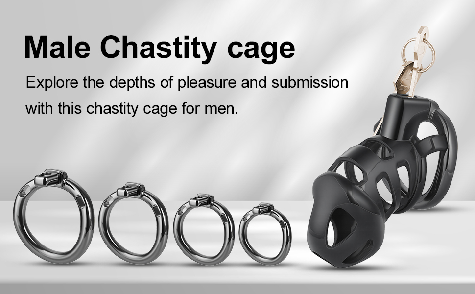 TERNENCE Male Chastity Cage,Lightweight Plastic Chastity Device with 4 Sizes Aluminum Alloy Rings and Invisible Lock for Man Penis Exercise Bondage Gear & Accessories Adult Sex Toys