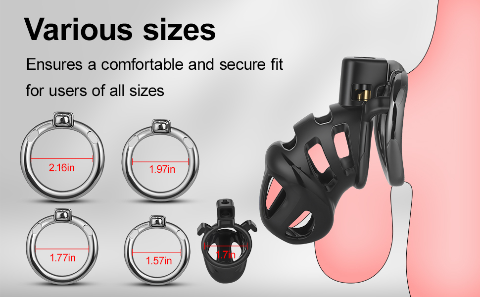 TERNENCE Male Chastity Cage,Lightweight Plastic Chastity Device with 4 Sizes Aluminum Alloy Rings and Invisible Lock for Man Penis Exercise Bondage Gear & Accessories Adult Sex Toys