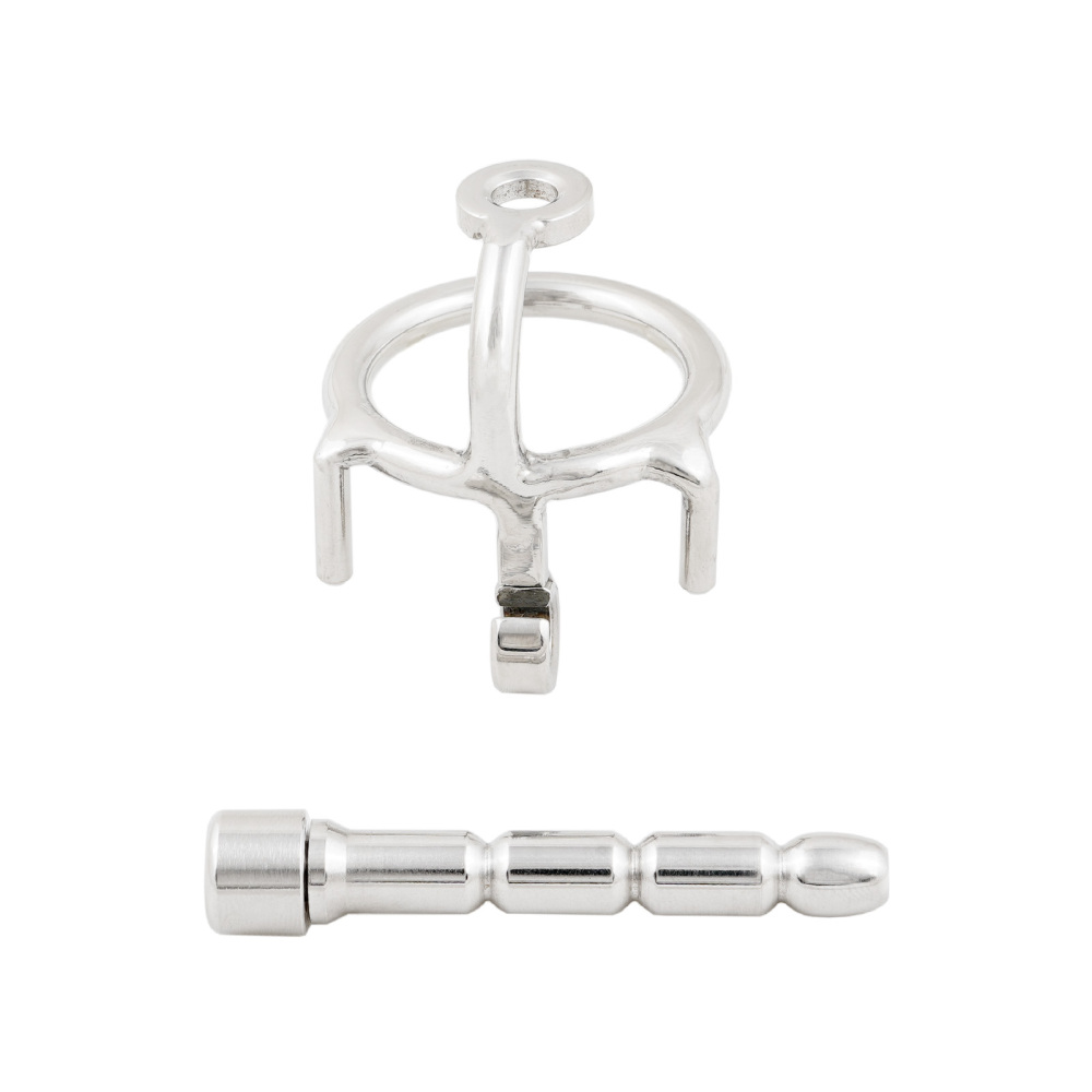 Ternence Male Chastity Device with Detachable Stainless Steel Catheter Ergonomic Design Hinged Ring Men Cock Cage (only cages do not include rings and locks)