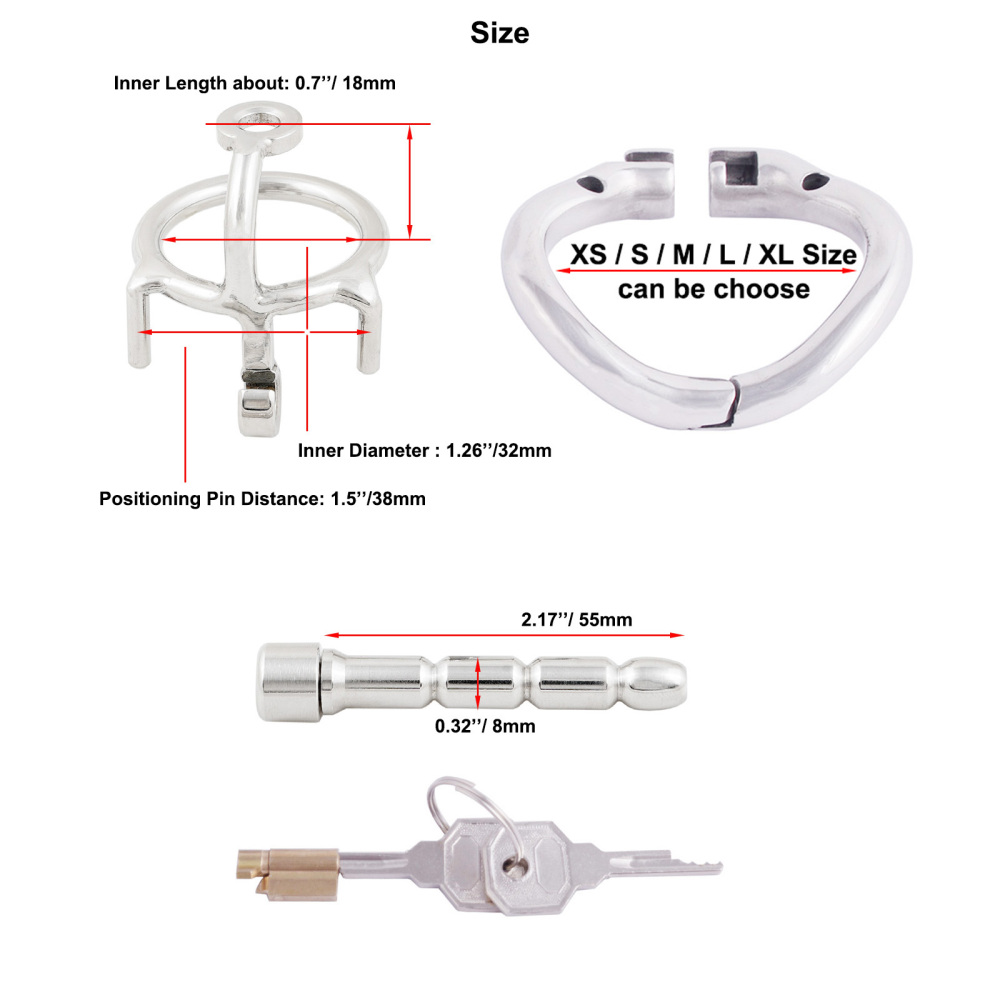 Ternence Male Chastity Device with Detachable Stainless Steel Catheter Ergonomic Design Hinged Ring Men Cock Cage (only cages do not include rings and locks)