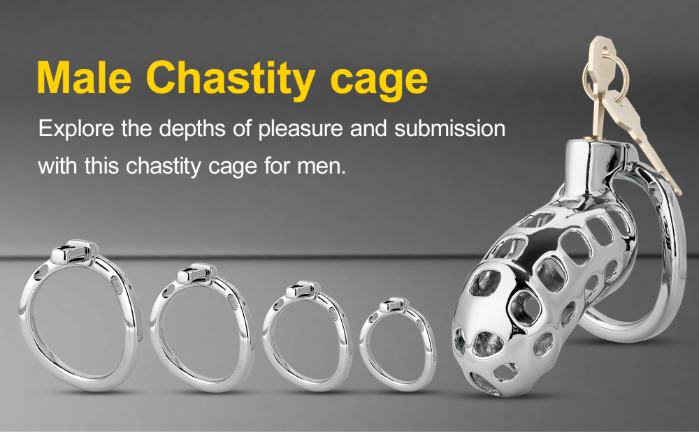 Male Cock Cage Chastity Device - TERNENCE Aluminum Alloy Chastity Cage with 4 Active Rings Lightweight Adult Sex Toy for Men Penis Exercise