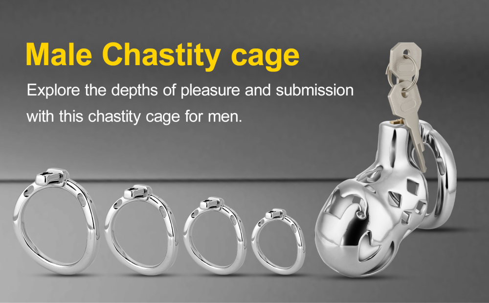 Male Chastity Cage, Aluminum Alloy Chastity Device with 4 Sizes Rings and Invisible Lock for Man Penis Exercise Bondage Gear & Accessories Lightweight Adult Sex Toys