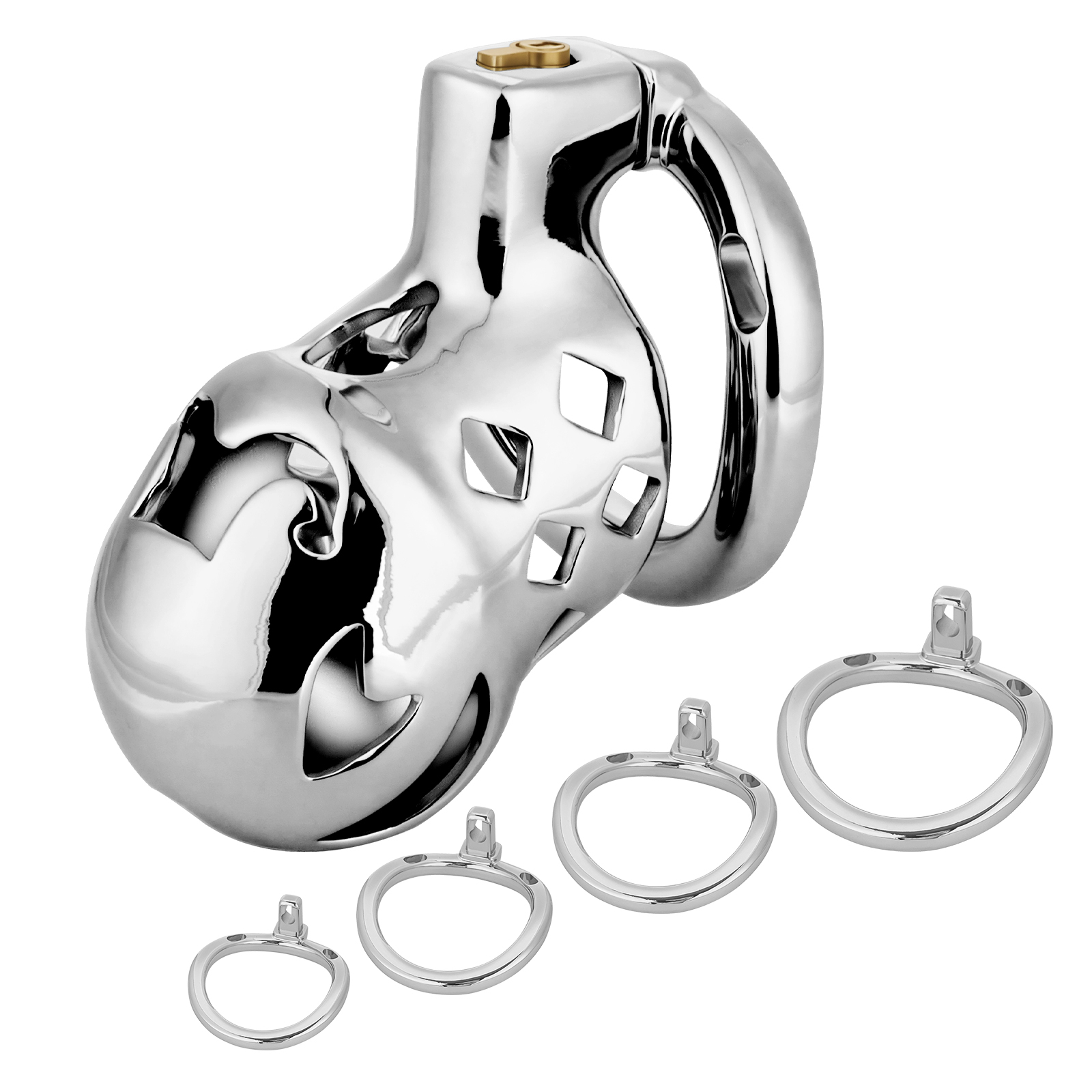 Male Chastity Cage, Aluminum Alloy Chastity Device with 4 Sizes Rings and Invisible Lock for Man Penis Exercise Bondage Gear & Accessories Lightweight Adult Sex Toys