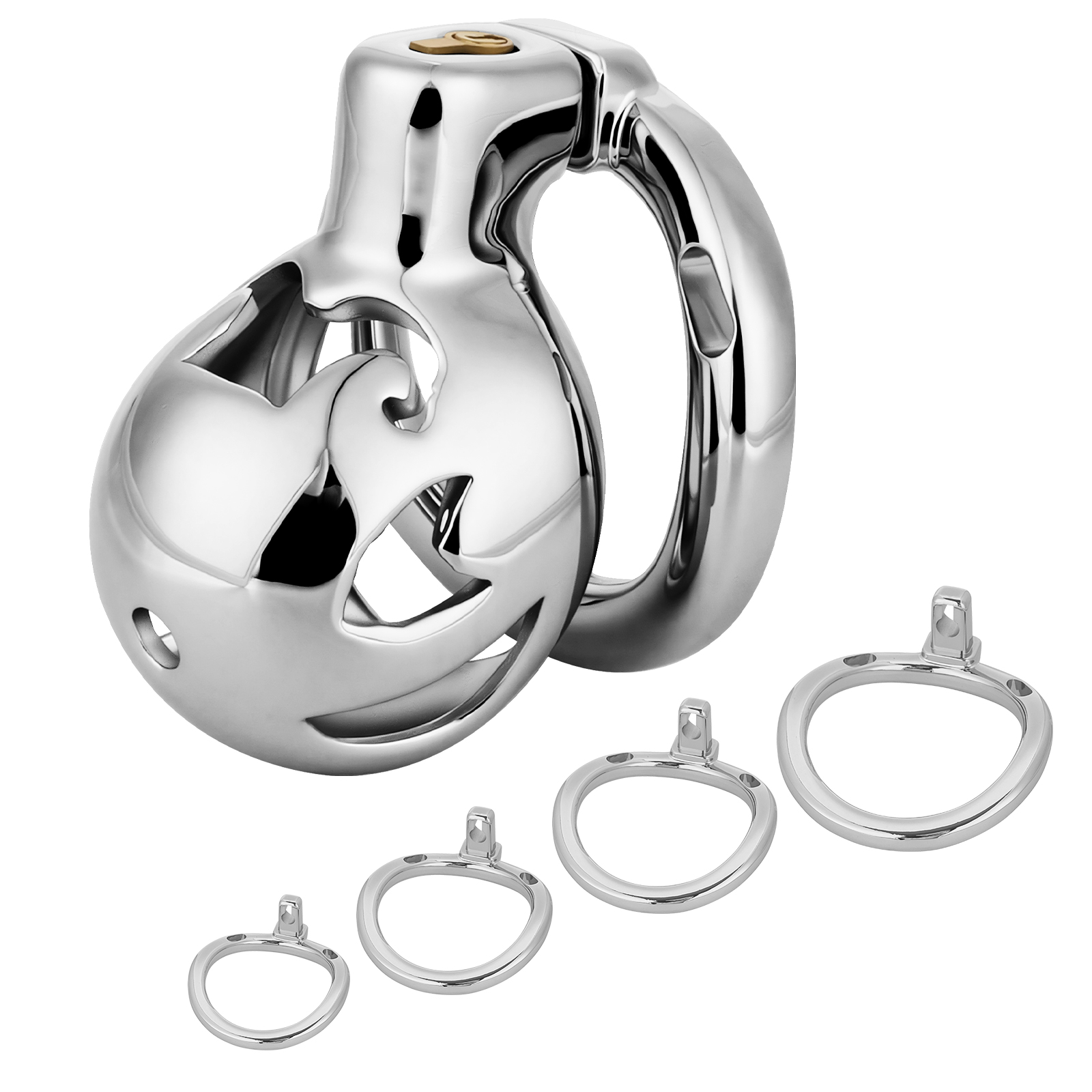Male Chastity Cage, Aluminum Alloy Chastity Device with 4 Sizes Rings and Invisible Lock for Man Penis Exercise Bondage Gear & Accessories Lightweight Adult Sex Toys