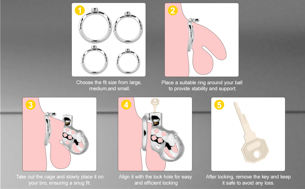 Male Chastity Cage, Aluminum Alloy Chastity Device with 4 Sizes Rings and Invisible Lock for Man Penis Exercise Bondage Gear & Accessories Lightweight Adult Sex Toys