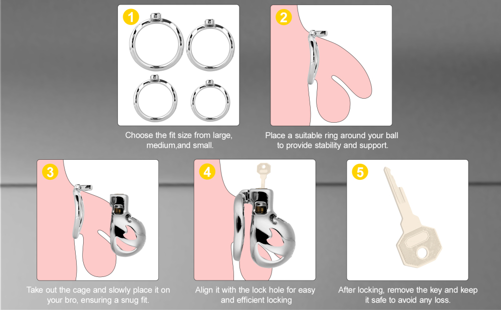 Male Chastity Cage, Aluminum Alloy Chastity Device with 4 Sizes Rings and Invisible Lock for Man Penis Exercise Bondage Gear & Accessories Lightweight Adult Sex Toys