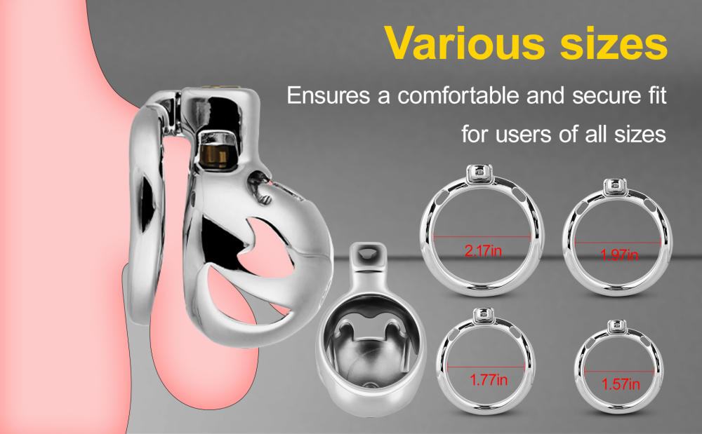 Male Chastity Cage, Aluminum Alloy Chastity Device with 4 Sizes Rings and Invisible Lock for Man Penis Exercise Bondage Gear & Accessories Lightweight Adult Sex Toys