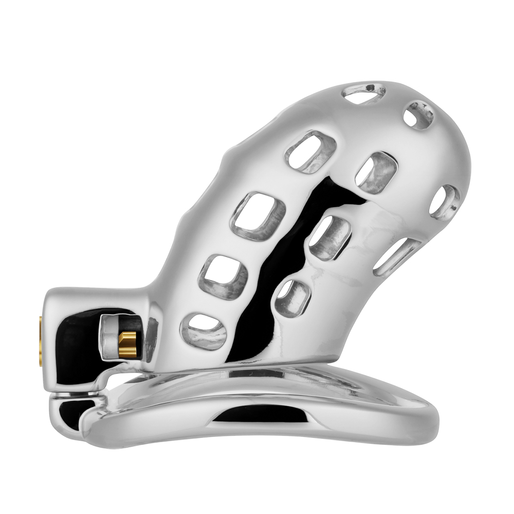 Male Cock Cage Chastity Device - TERNENCE Aluminum Alloy Chastity Cage M Size with 4 Active Rings Lightweight Adult Sex Toy for Men Penis Exercise