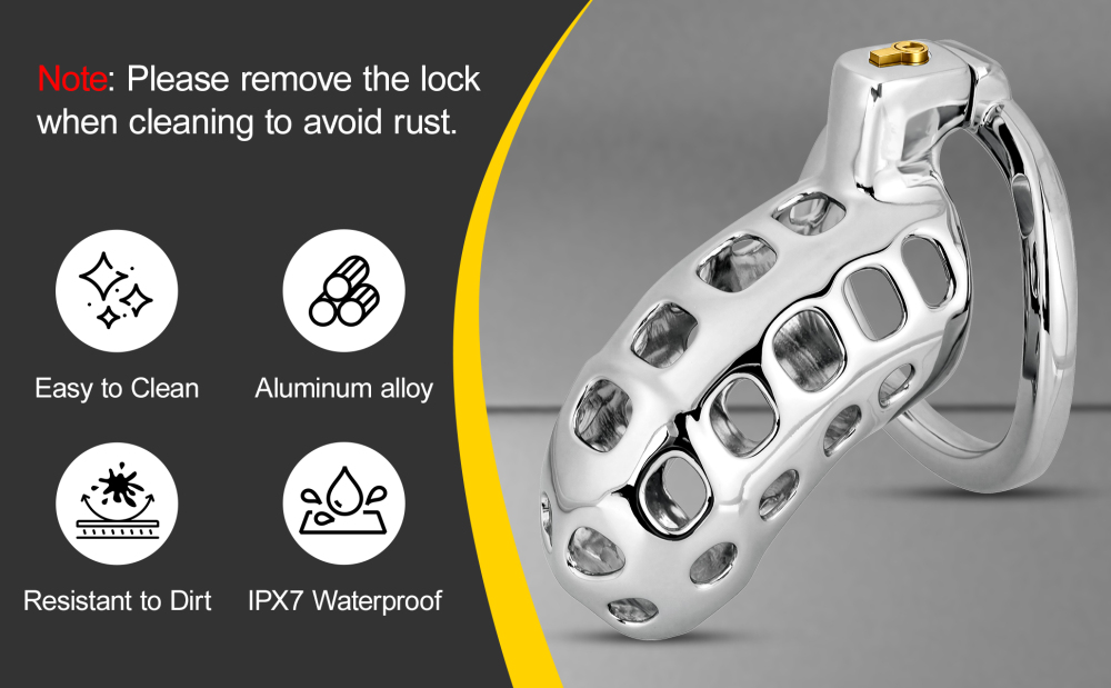 Male Cock Cage Chastity Device - TERNENCE Aluminum Alloy Chastity Cage with 4 Active Rings Lightweight Adult Sex Toy for Men Penis Exercise